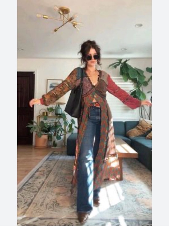 Frye Dresses & Skirts - Boho Patchwork Maxi Duster with Mixed Prints